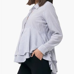 Ripe Maternity Stripe Layered Peplum Shirt, Size Medium